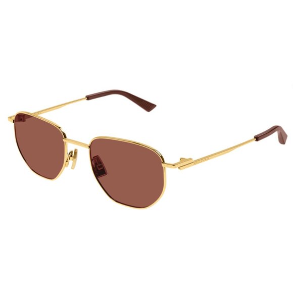 NEW BOTTEGA VENETA SUNGLASSES, UNISEX BOTTEGA VENETA GOLD BROWN EYEWEAR